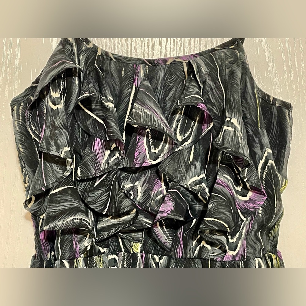 Dark Ruffle Patterned Dress - Picture 3 of 5